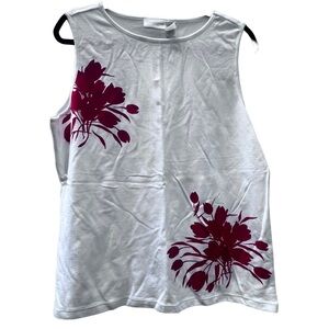 Liz Claiborne. White tank with beautiful red flower pattern. Size XL.